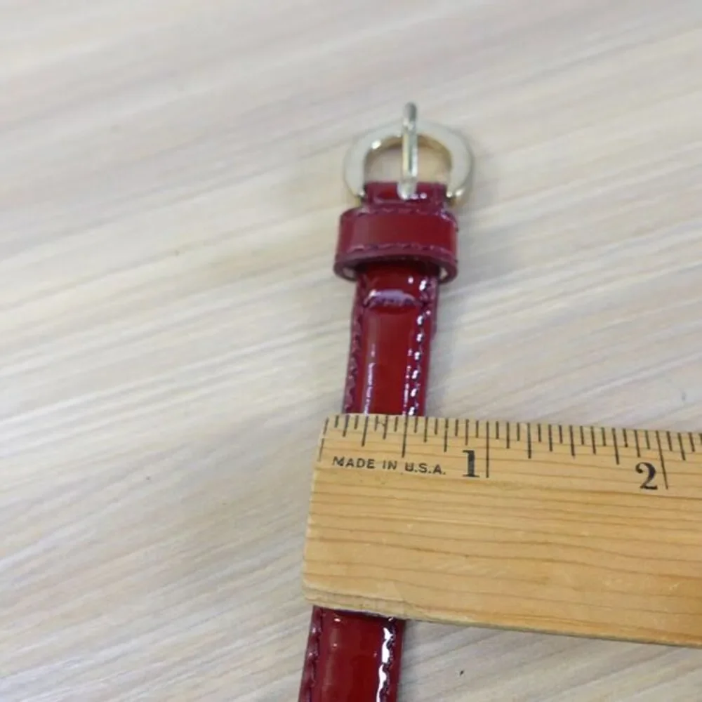 Burgundy Skinny Leather Belt Womens S Red Classic Old Money Japanese Luxury $188